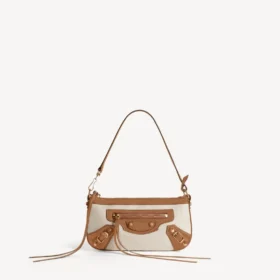 Le City-veske for kvinner med stropp i beige/kamel