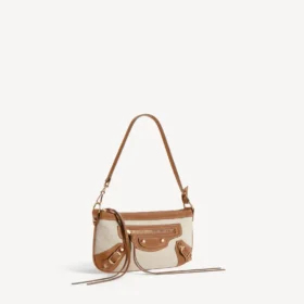 Le City-veske for kvinner med stropp i beige/kamel