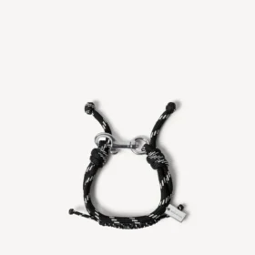 Malibu-armbånd i snor i svart/hvitt/skinnende sølv