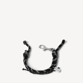 Malibu-armbånd i snor i svart/hvitt/skinnende sølv