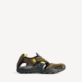Men’s hiking sneaker in taupe/svart/neongul