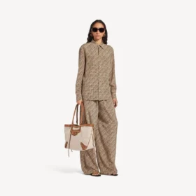Monogramskjorte for damer i beige/svart