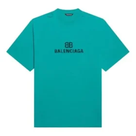 Mosaikk-logo BB-alfabet, løse hull, slitt utseende, kort ermet, unisex, blå 651795TKVF53660
