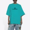 Mosaikk-logo BB-alfabet, løse hull, slitt utseende, kort ermet, unisex, blå 651795TKVF53660