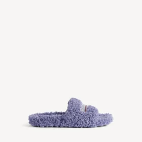 Mules med pels for kvinner i hortensia/krystall/rød