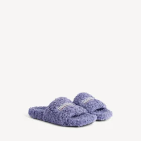 Mules med pels for kvinner i hortensia/krystall/rød