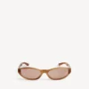 Neo runde solbriller i blond stripet havana