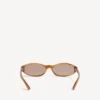 Neo runde solbriller i blond stripet havana