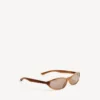Neo runde solbriller i blond stripet havana