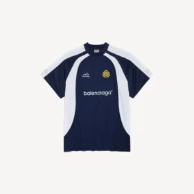 Oversized fotball-T-skjorte for menn i marineblå