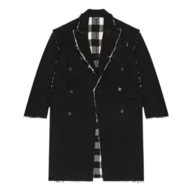 Oversized frakk med rå kanter og buffalo-mønster «Black White» 704487TMU181070