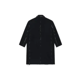 Oversized frakk med rå kanter og buffalo-mønster «Black White» 704487TMU181070