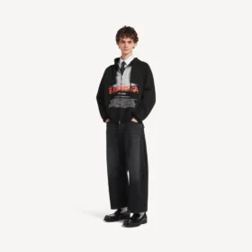 Oversized hettegenser med glidelås for menn fra «The Door» i svart