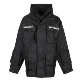 Oversized-parkas i teknisk stoff med jerseyinnsats «Black» 746450TOO321000