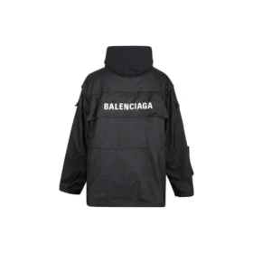 Oversized-parkas i teknisk stoff med jerseyinnsats «Black» 746450TOO321000