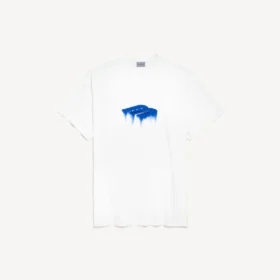 Oversized T-skjorte for menn i hvitt med «Wet Brush»-trykk