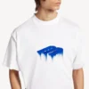Oversized T-skjorte for menn i hvitt med «Wet Brush»-trykk