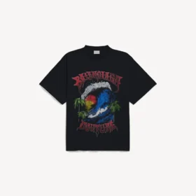 Oversized vintage surfer-T-skjorte for menn i svart
