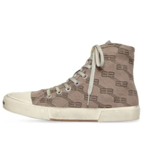 Paris High Top-Sneakers «Tan BB Monogram Cotton and White Rubber» 688756W3RQ12298