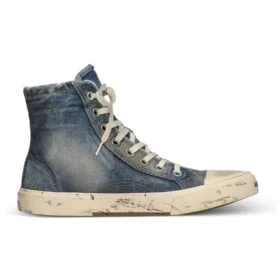 Paris høye Sneakers «Blue Destroyed Denim and Rubber» 688752W3RCL4090 Paris høye Sneakers «Blue Destroyed Denim and Rubber» 688752W3RCL4090