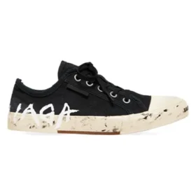 Paris lavt Sneaker «Svart slitt bomull og hvit gummi med graffiti» 688754W3RR51099 Paris lavt Sneaker «Svart slitt bomull og hvit gummi med graffiti» 688754W3RR51099