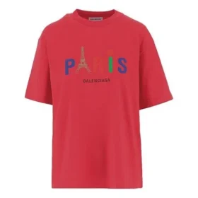 Paris Love vanlig T-skjorte med trykk, kort erme, rød 594599TGV435640