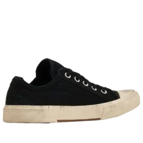 Paris Low Top-Sneakers «Black Destroyed Cotton and White Rubber» 688757W3RC21090