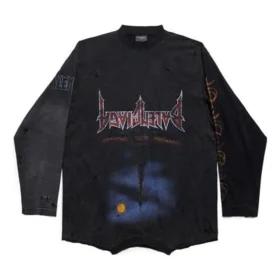 Paris Moon Upside Down langermet T-skjorte i oversized-modell «Black Faded» 698155TOVT31055