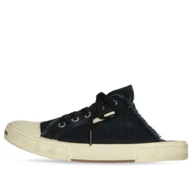 Paris Mules «Svart slitt bomull og hvit gummi» 693953W3RC31090
