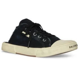 Paris Mules «Svart slitt bomull og hvit gummi» 693953W3RC31090