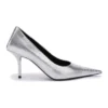 Pumps med preget firkantet snitt «Silver» 572879WBB208100