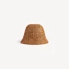Raffia-bøttehatt for kvinner i beige