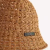 Raffia-bøttehatt for kvinner i beige