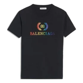 Regnbuefarget logo, rund hals, korte ermer, svart 570814TEV531000
