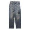 Rett denimbukser med doodle-trykk «Blue» 746986TOW664036