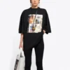 Rundhalset T-skjorte med trykk, svart 641532TJVG81000