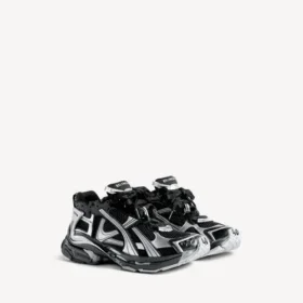 Runner-sneakers for menn i svart/sølv