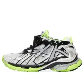 Runner Sneakers «White Black and Neon Yellow Mesh and Nylon» 677403W3RBP1093