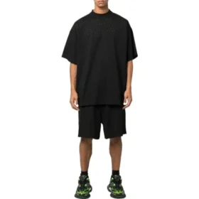 Shorts med perforert elastisk linning «Black» 674591TMVD41000