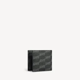Signatur lommebok for menn, firkantet og brettet, i BB Monogram-belagt lerret i svart/grått