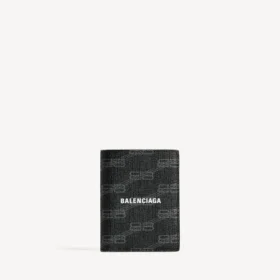 Signatur lommebok for menn med vertikal dobbel fold, BB Monogram-belagt lerret i svart/grått