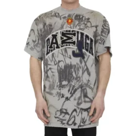 Skater-T-skjorte med graffiti «Heather Grey» 739028TOVA71300