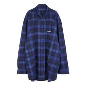 Skjorte i rutete bomullstwill «Blue» 625548T1M194450