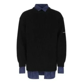 Skjorte-inspirert lagdelt genser «Black» 675268T32151000