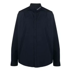 Skjorte med logo på kragen, lange ermer og knapper «Navy» 671586TYB184100