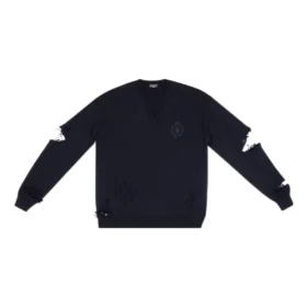 Slitt strikket genser med V-hals «Navy» 696091T16420414