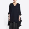Slitt strikket genser med V-hals «Navy» 696091T16420414