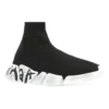 Speed 2.0 Graffiti-Sneakers «Svart resirkulert strikk og hvit såle» 617196W2DD41091