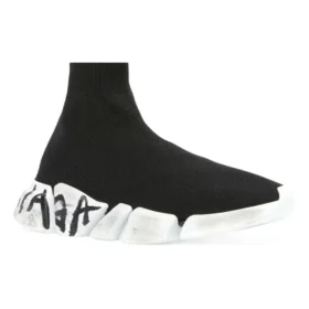 Speed 2.0 Graffiti-Sneakers «Svart resirkulert strikk og hvit såle» 617196W2DD41091