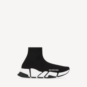 Speed 2.0-sneaker for kvinner i resirkulert strikk med tofarget såle i svart/hvitt